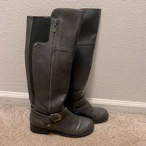 Grey leather Guess Brand Riding Boots